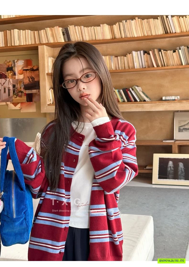 CARDIGAN KẺ PHỐI MÀU XANH ĐỎ