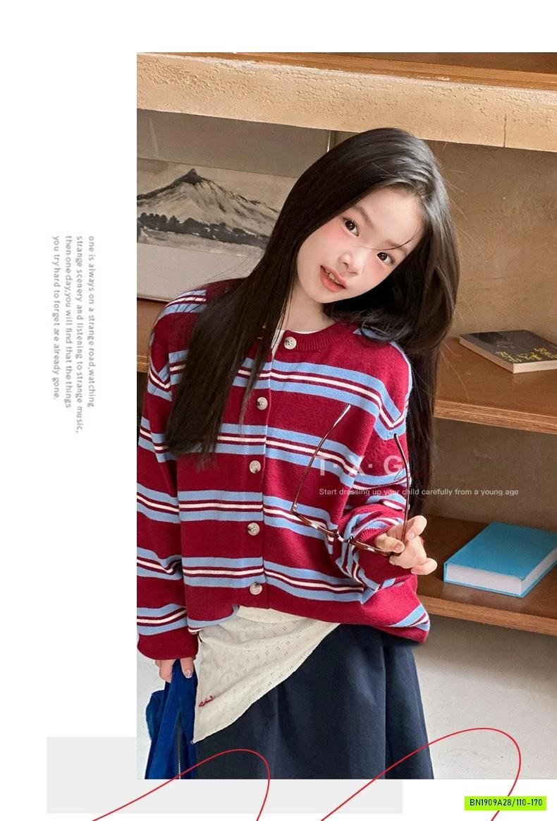 CARDIGAN KẺ PHỐI MÀU XANH ĐỎ