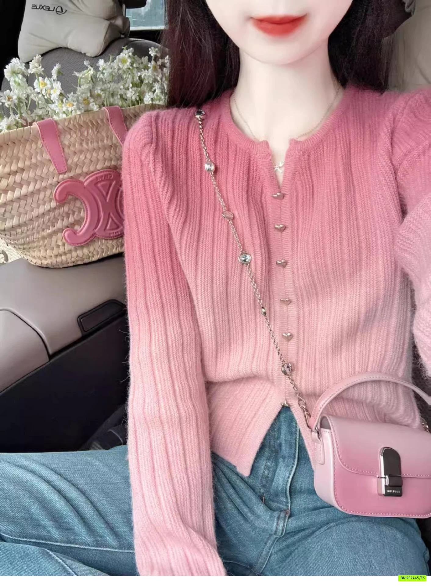 ÁO LEN LOANG HỒNG CÚC TRÁI TYM