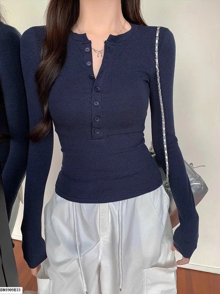 ÁO THUN DÀI TAY NHIỀU CÚC CỔ