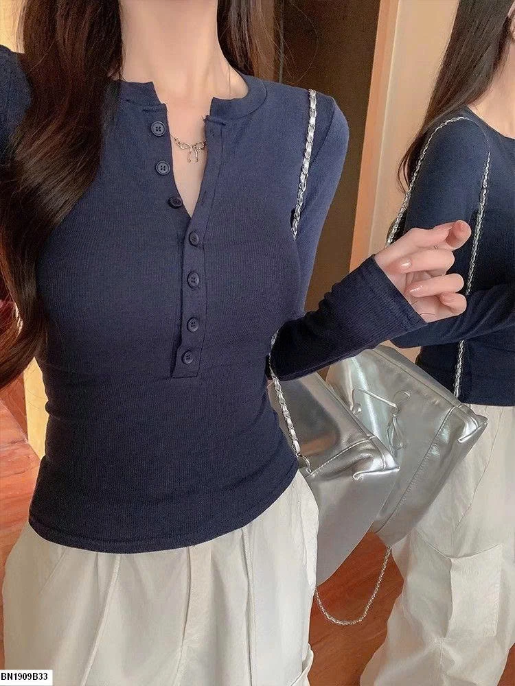 ÁO THUN DÀI TAY NHIỀU CÚC CỔ