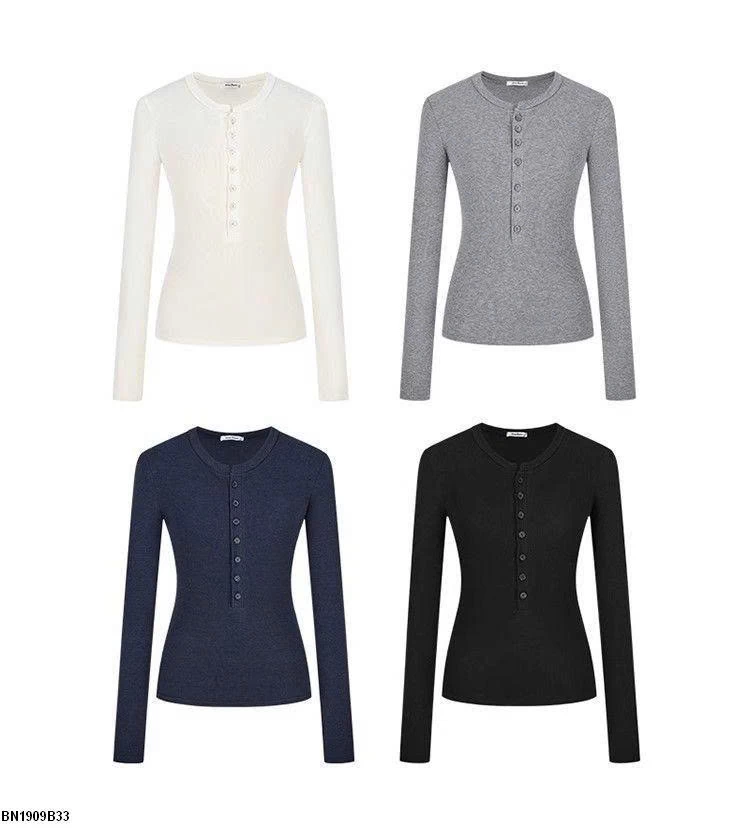 ÁO THUN DÀI TAY NHIỀU CÚC CỔ