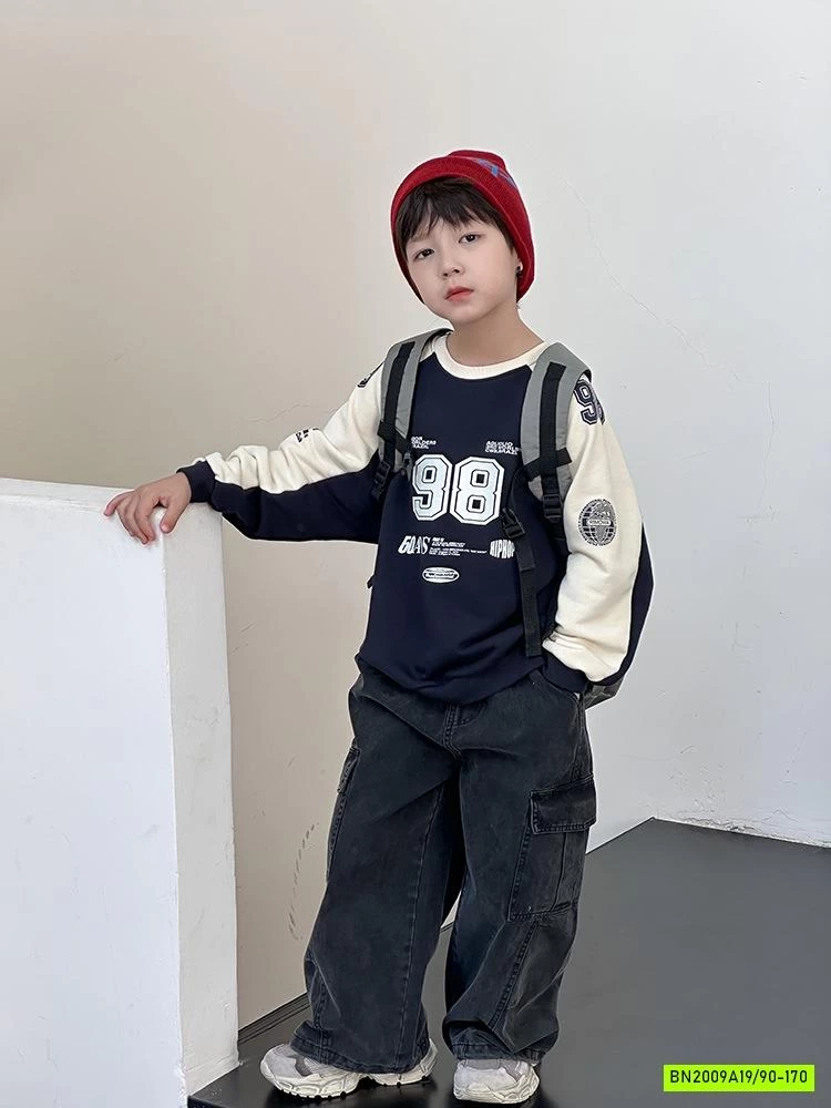 ÁO NỈ PHỐI MÀU TAY SỐ 98 25G075 AMBB