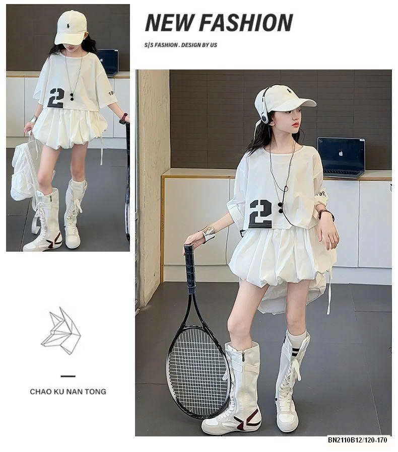 SÉT ÁO CROPTOP TAY LỠ MIX QUẦN BÍ TRẮNG