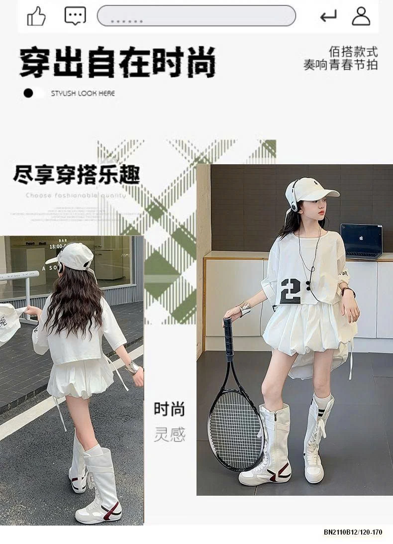 SÉT ÁO CROPTOP TAY LỠ MIX QUẦN BÍ TRẮNG