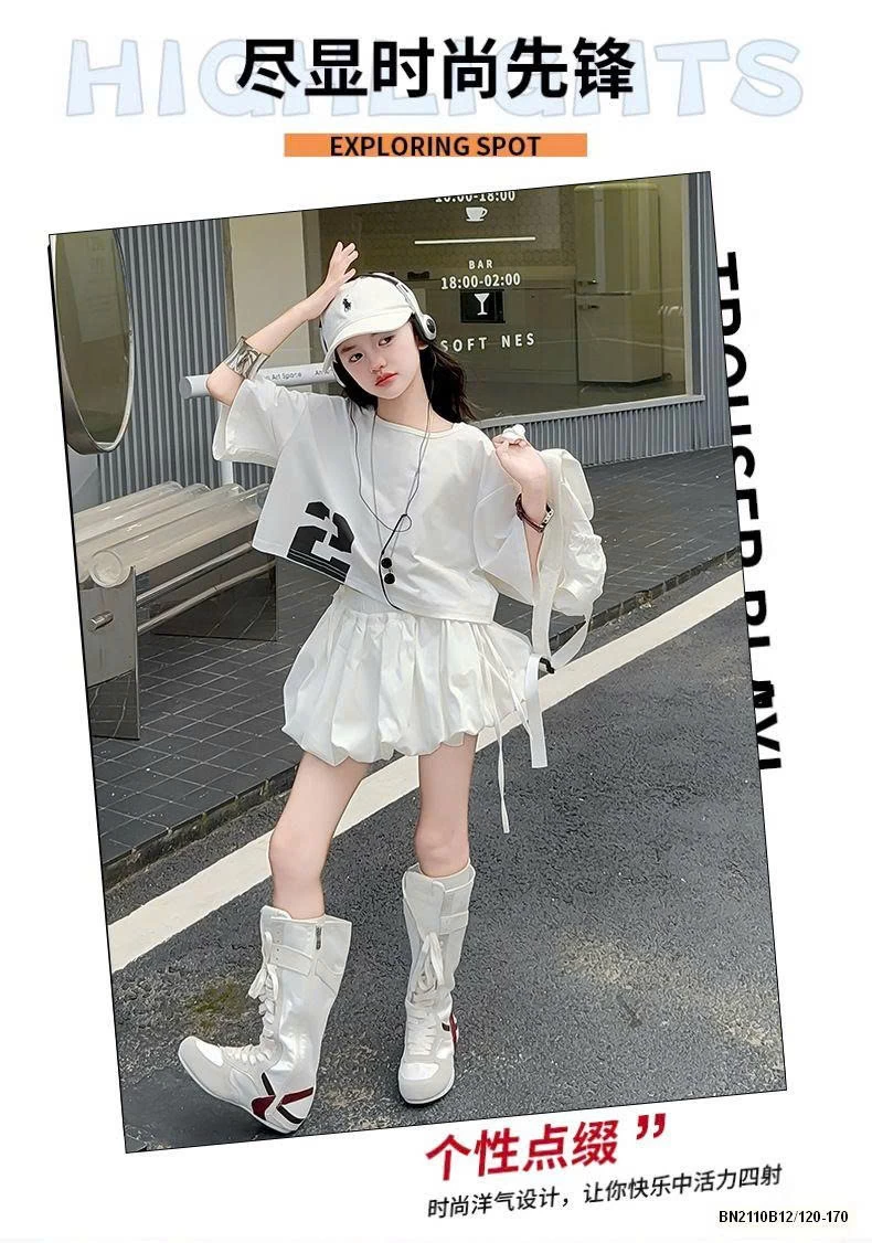 SÉT ÁO CROPTOP TAY LỠ MIX QUẦN BÍ TRẮNG