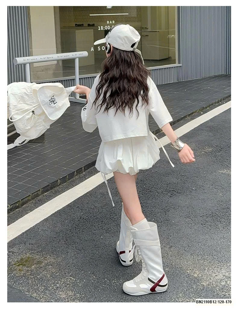 SÉT ÁO CROPTOP TAY LỠ MIX QUẦN BÍ TRẮNG