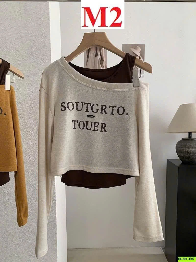 ÁO CROPTOP LỆCH VAI 2 LỚP KEKEZOON