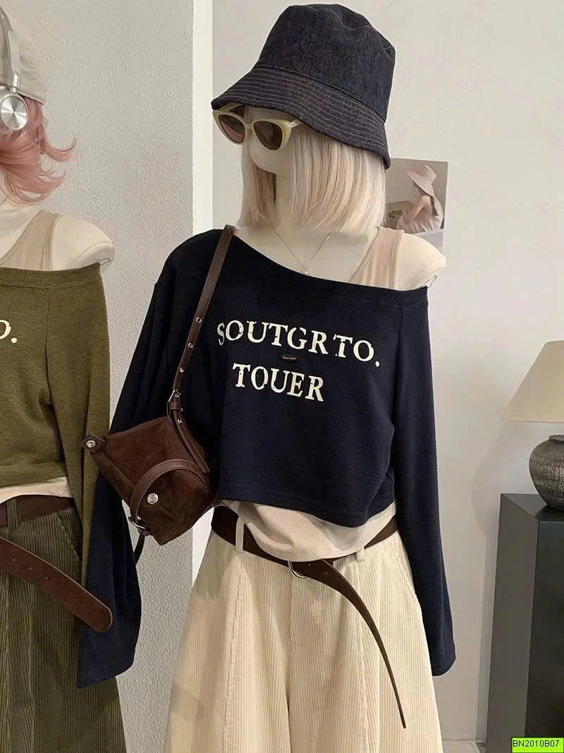 ÁO CROPTOP LỆCH VAI 2 LỚP KEKEZOON