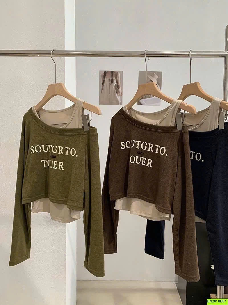 ÁO CROPTOP LỆCH VAI 2 LỚP KEKEZOON