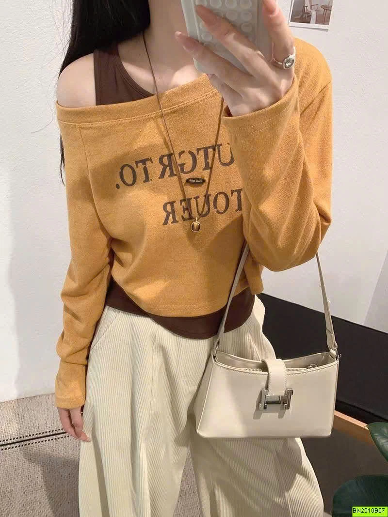 ÁO CROPTOP LỆCH VAI 2 LỚP KEKEZOON