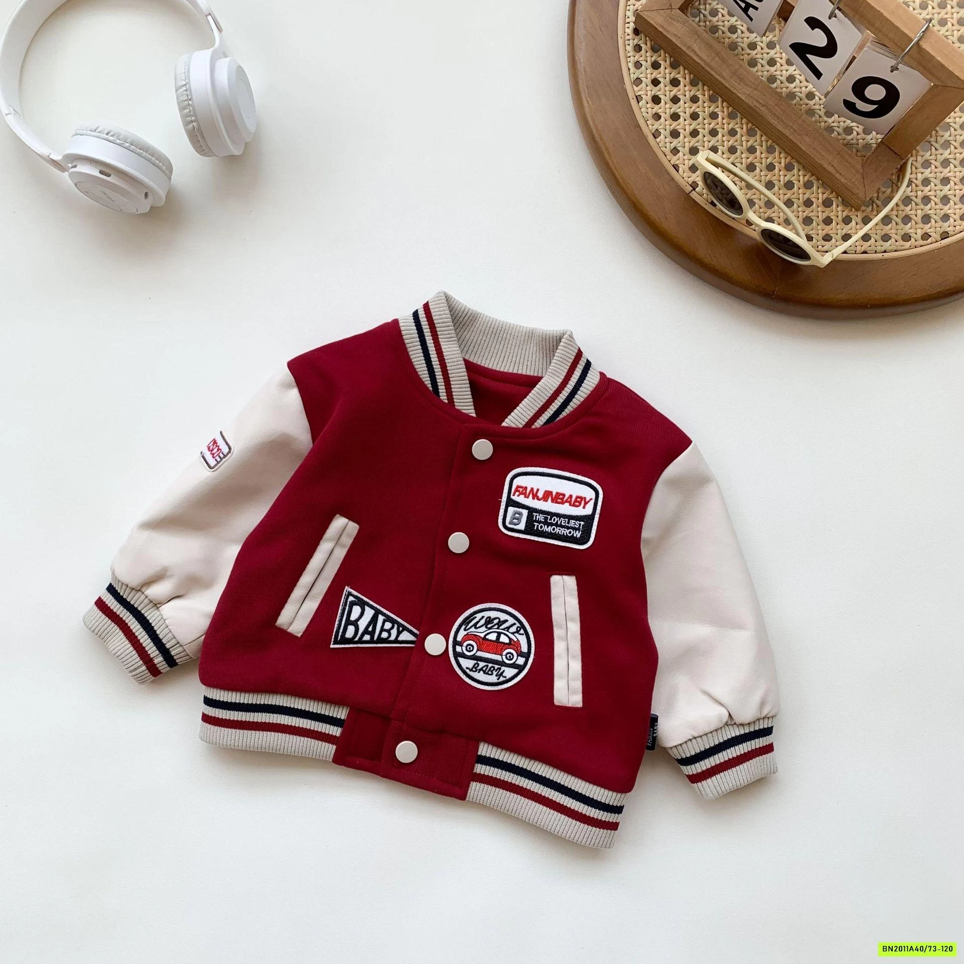 BOMBER ĐỎ MIX DENIM BO GẤU SZ NHÍ