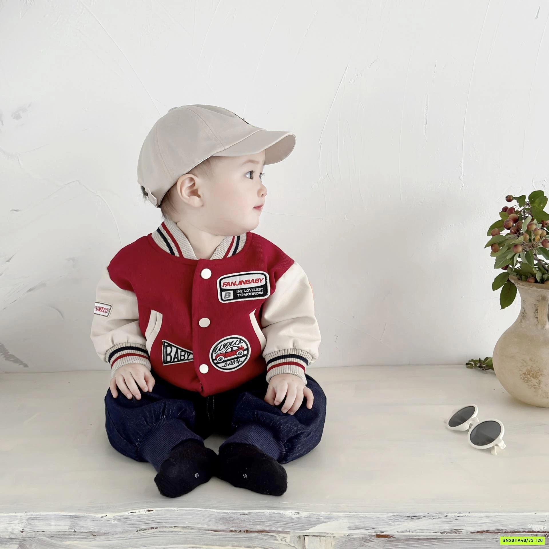 BOMBER ĐỎ MIX DENIM BO GẤU SZ NHÍ