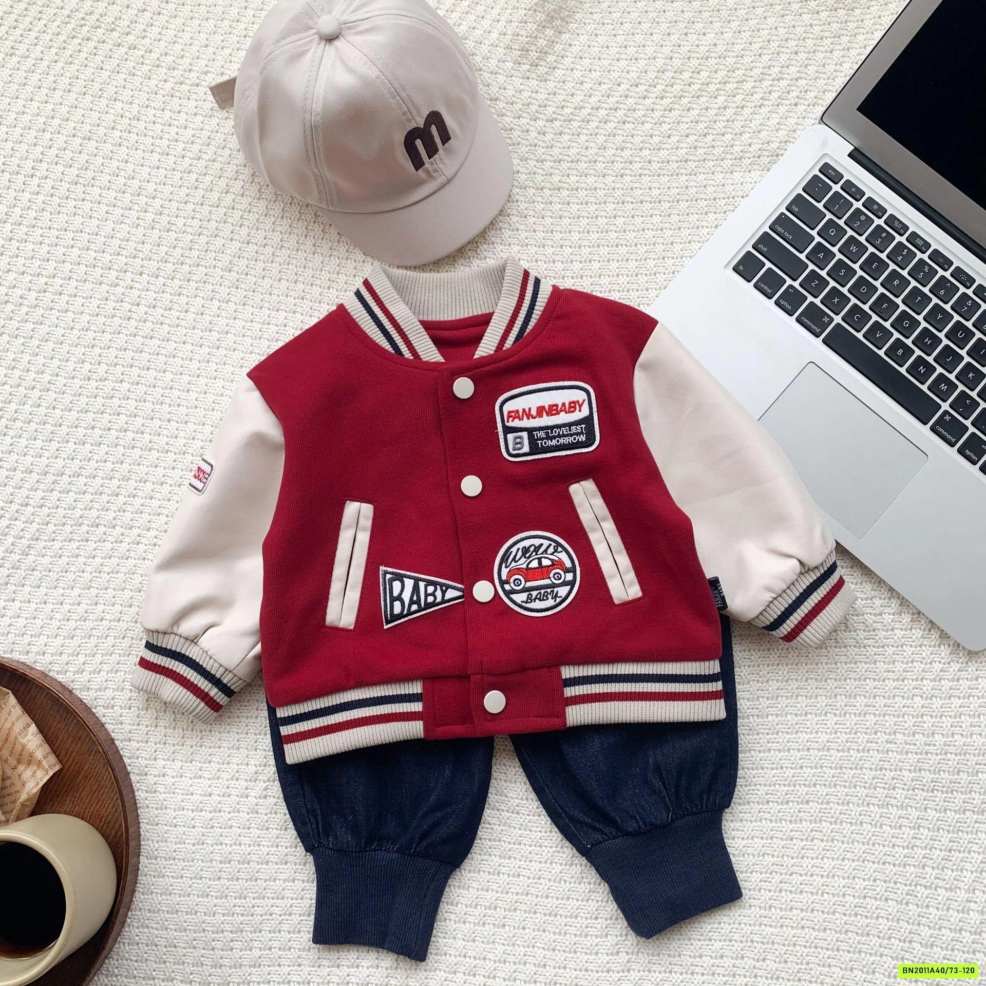 BOMBER ĐỎ MIX DENIM BO GẤU SZ NHÍ