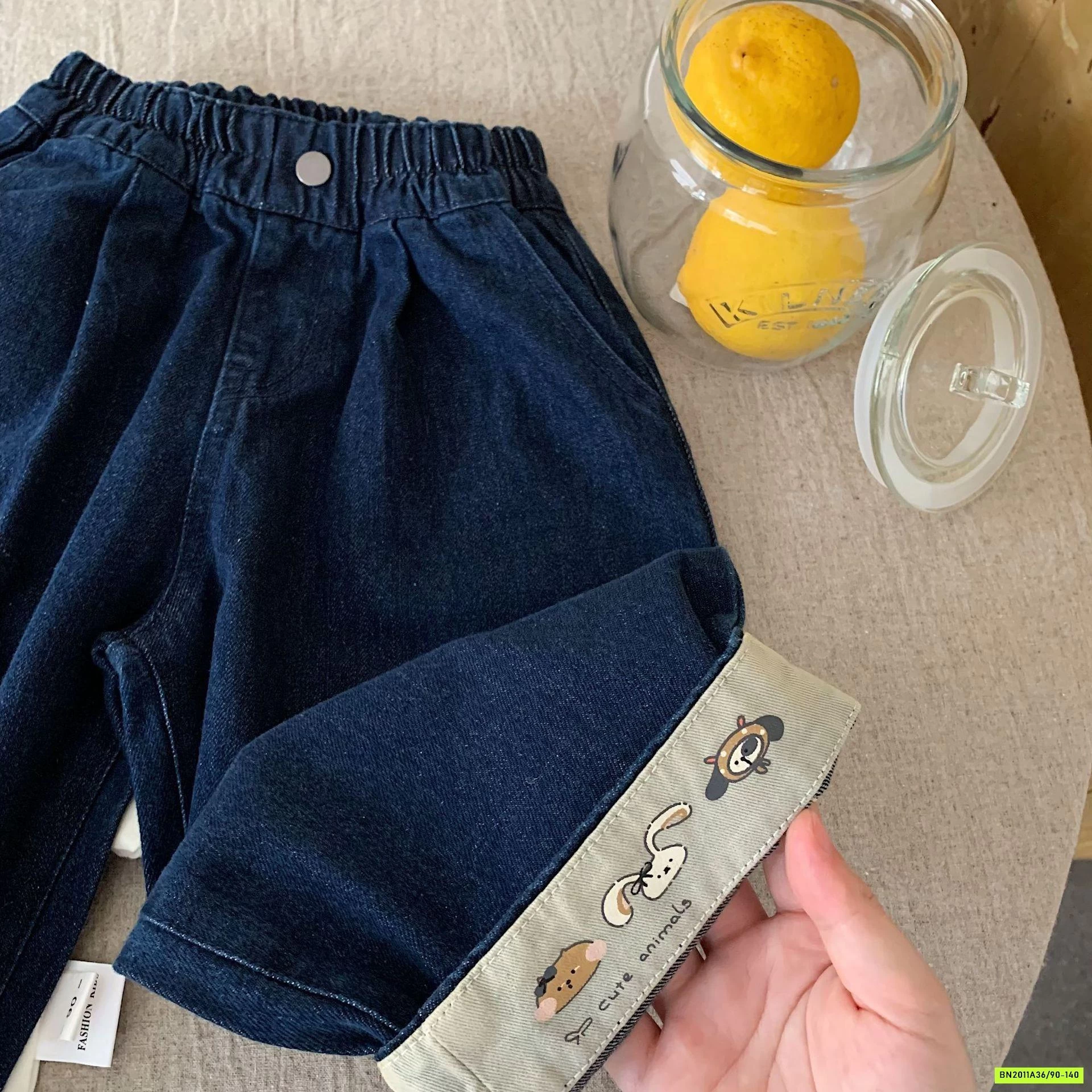 DENIM BAGGY GẤP GẤU IN HÌNH