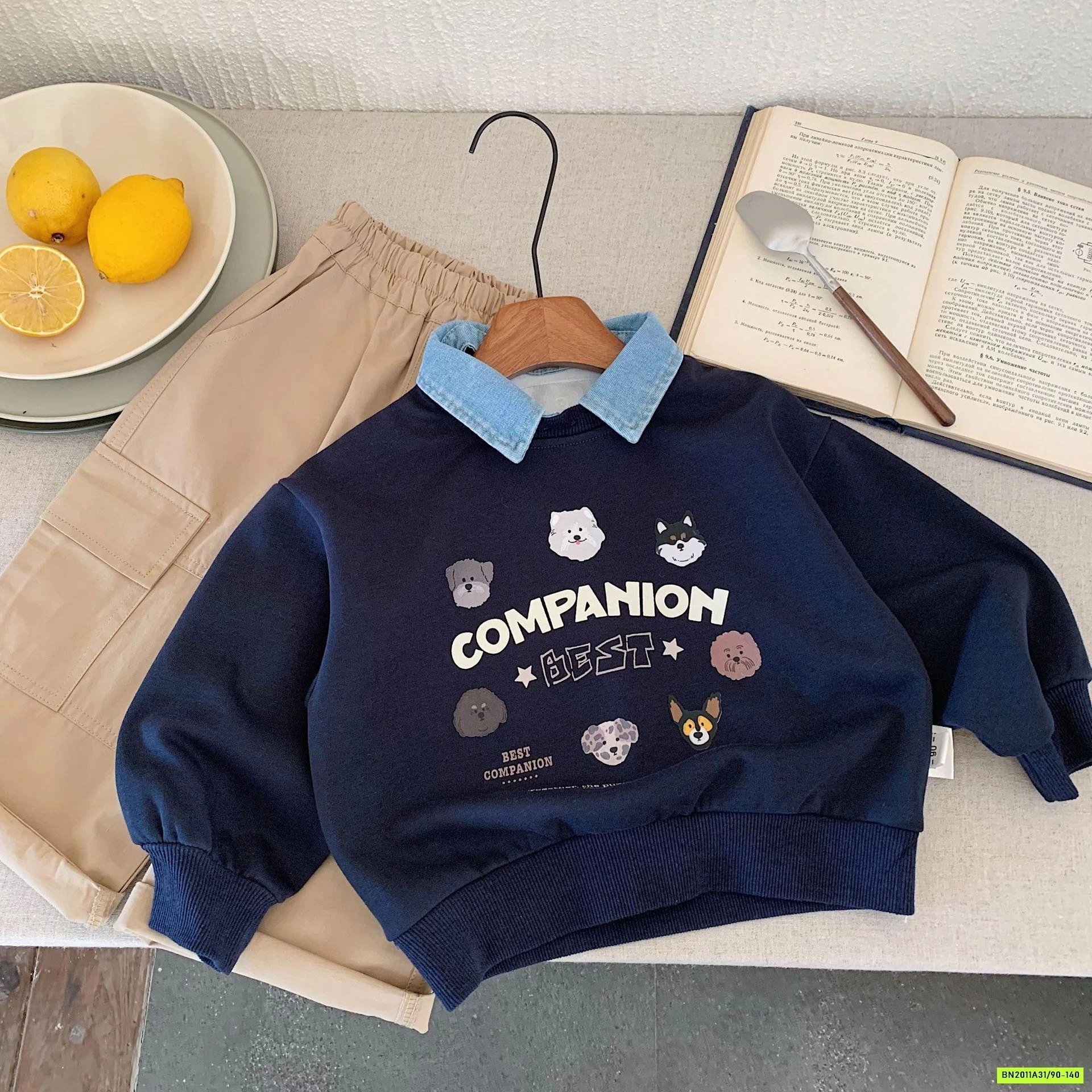 ÁO NỈ COMPANION PHỐI CỔ JEANS