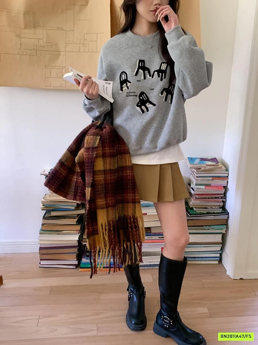 ÁO NỈ THÊU NỔI