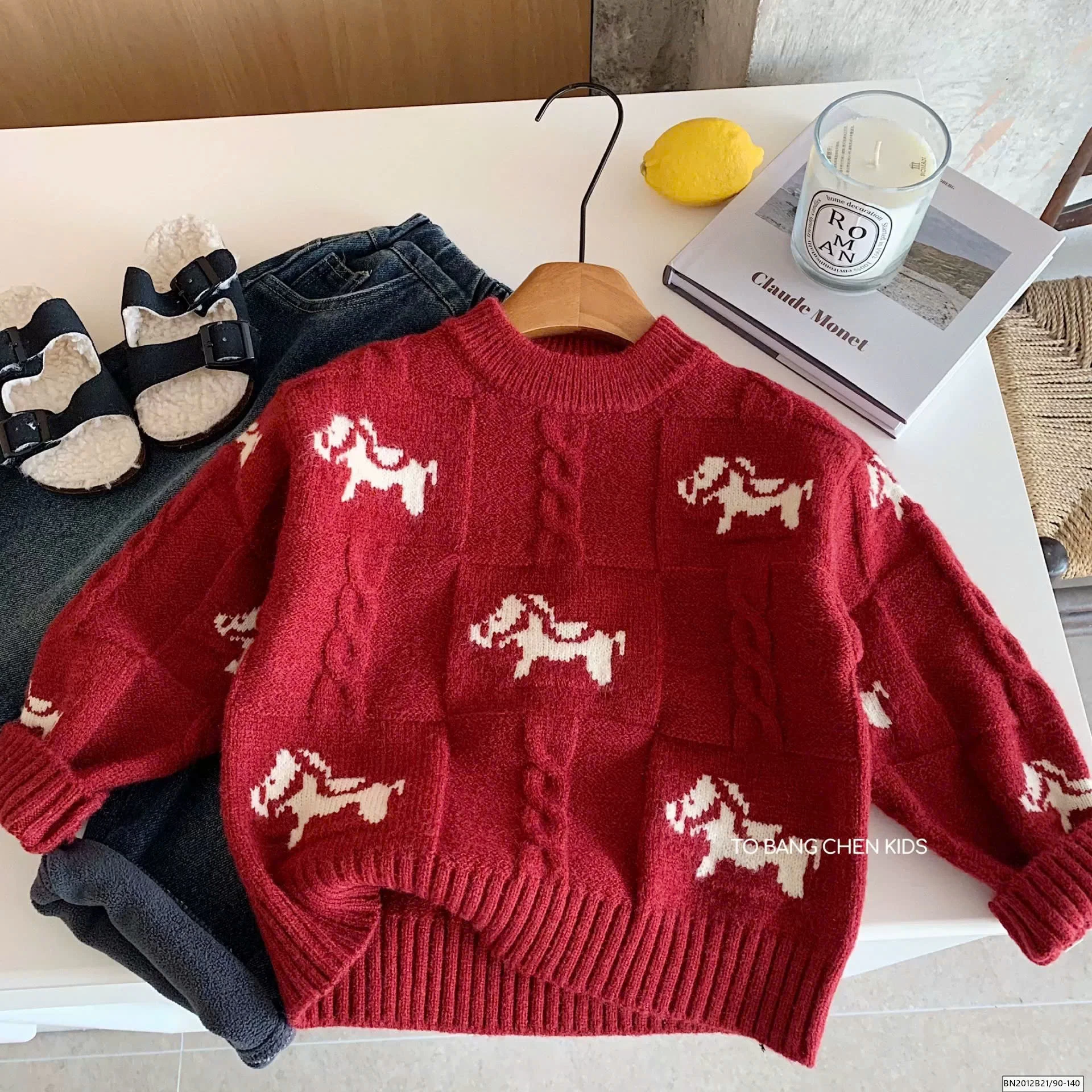 ÁO LEN THỪNG NGỰA ĐỎ CỔ TRÒN