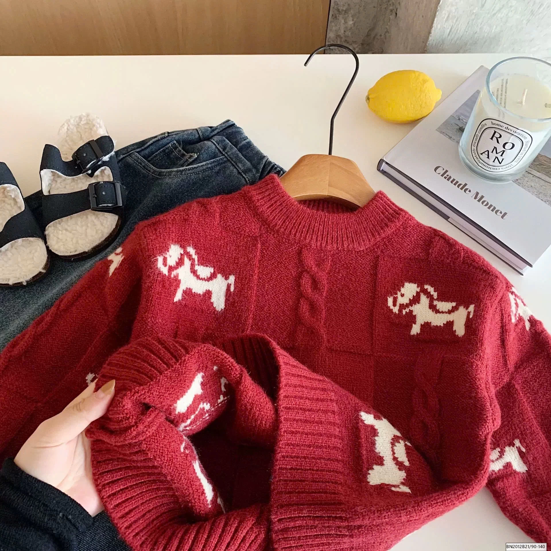 ÁO LEN THỪNG NGỰA ĐỎ CỔ TRÒN