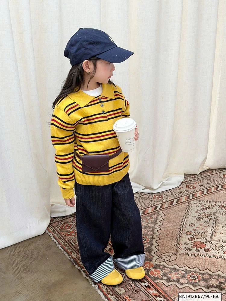 ÁO LEN KẺ NGANG CỔ POLO AMBB  25H162