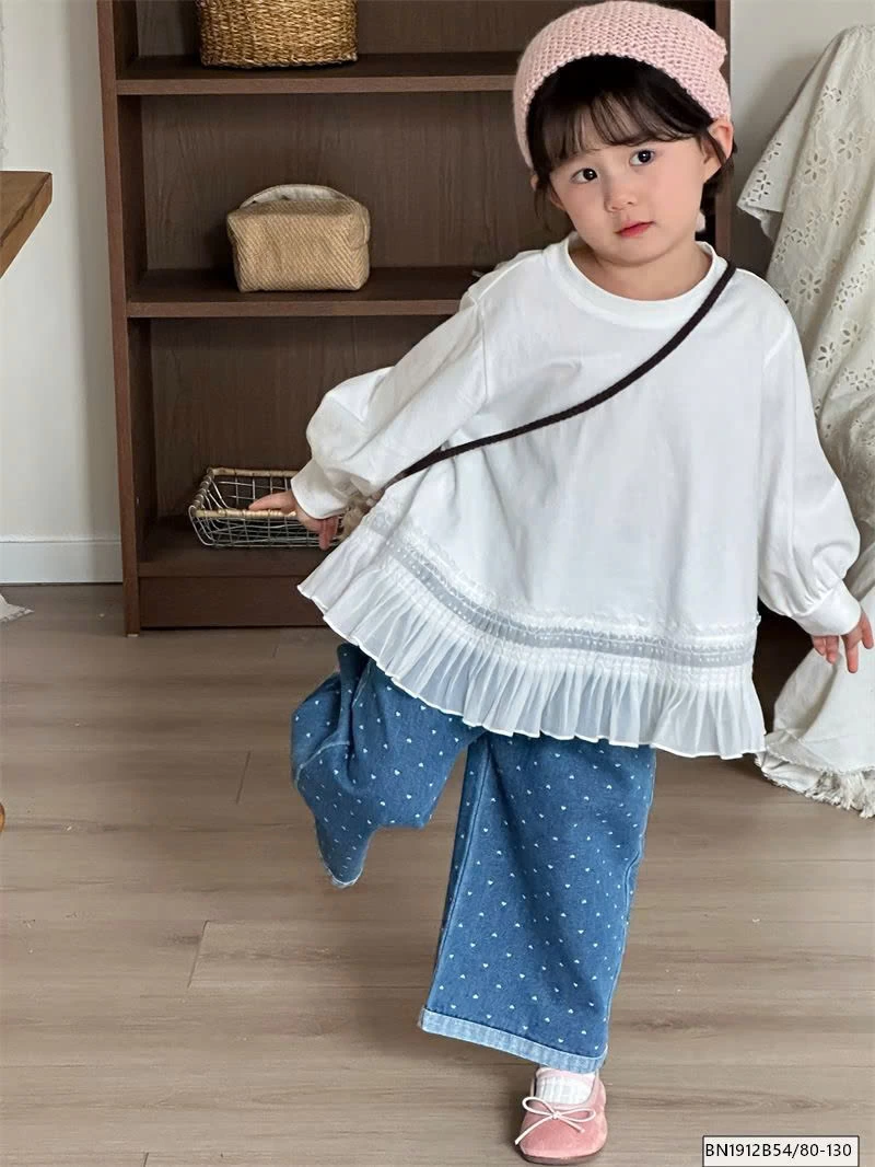 QUẦN JEAN CHẤM BI TRÁI TIM  ỐNG RỘNG