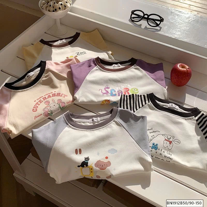 ÁO THUN DÀI TAY PHỐI MÀU HOẠT HÌNH