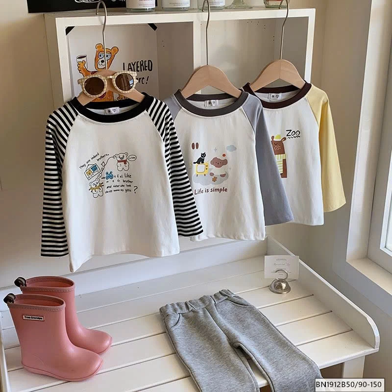 ÁO THUN DÀI TAY PHỐI MÀU HOẠT HÌNH