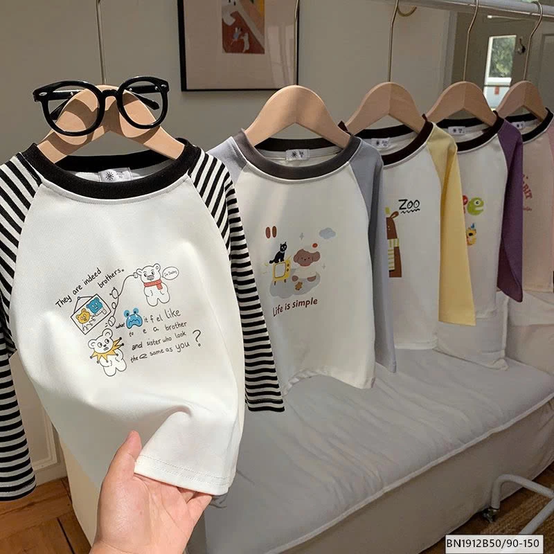 ÁO THUN DÀI TAY PHỐI MÀU HOẠT HÌNH