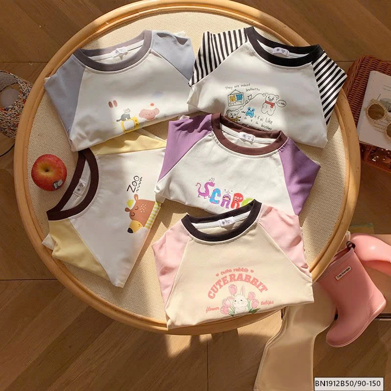 ÁO THUN DÀI TAY PHỐI MÀU HOẠT HÌNH