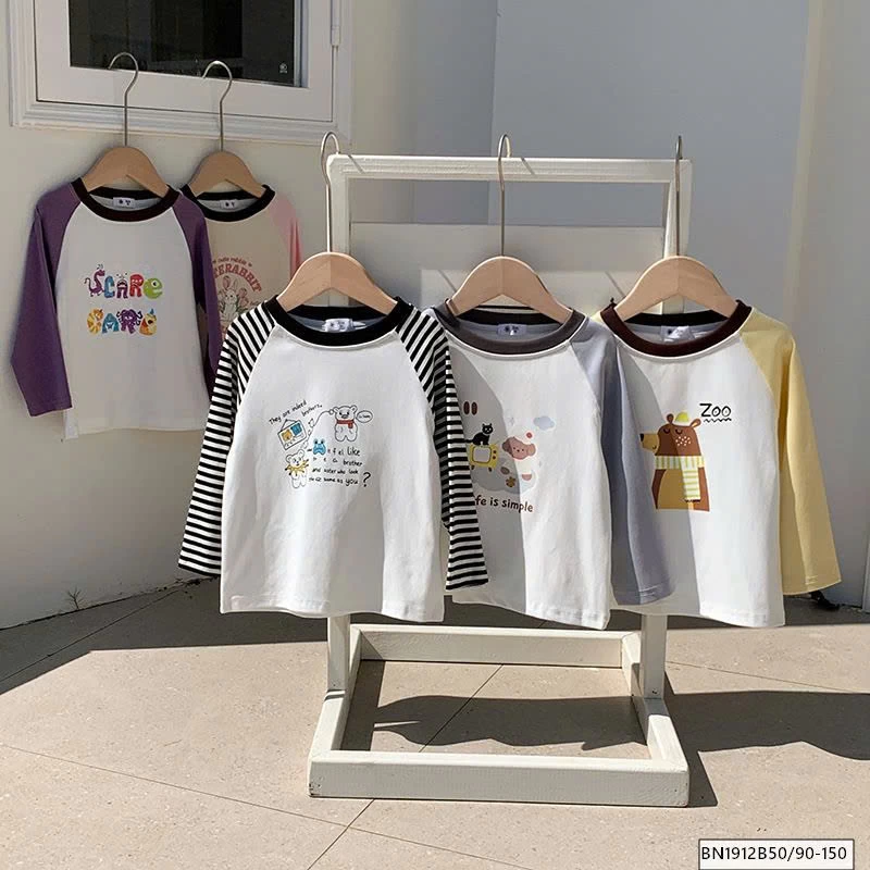 ÁO THUN DÀI TAY PHỐI MÀU HOẠT HÌNH