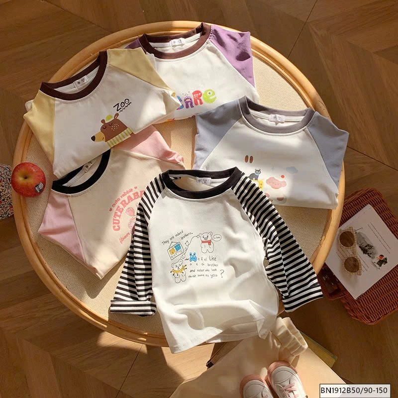 ÁO THUN DÀI TAY PHỐI MÀU HOẠT HÌNH