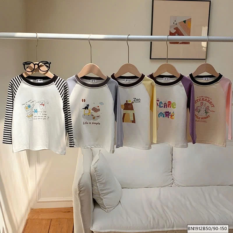 ÁO THUN DÀI TAY PHỐI MÀU HOẠT HÌNH