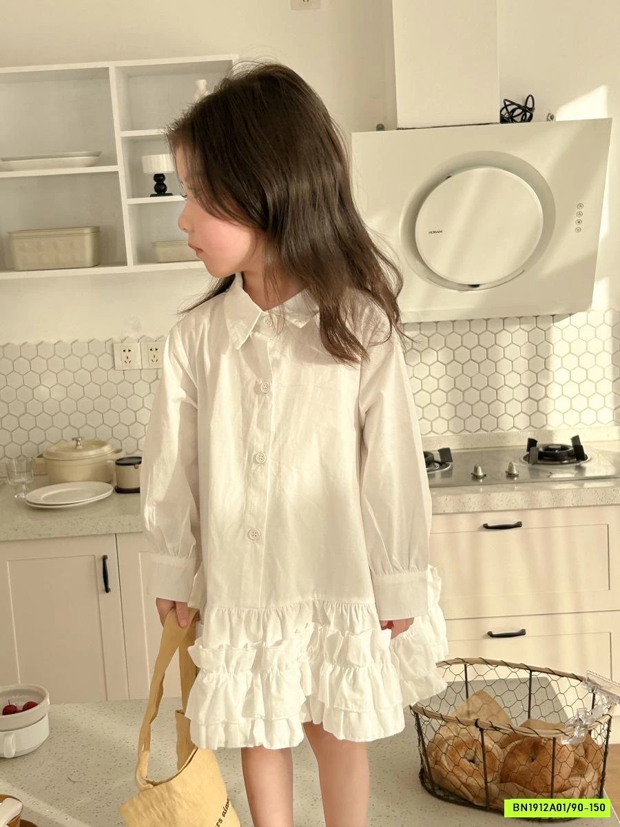 ĐẦM SƠ MI CHÂN VÁY VIỀN BÈO