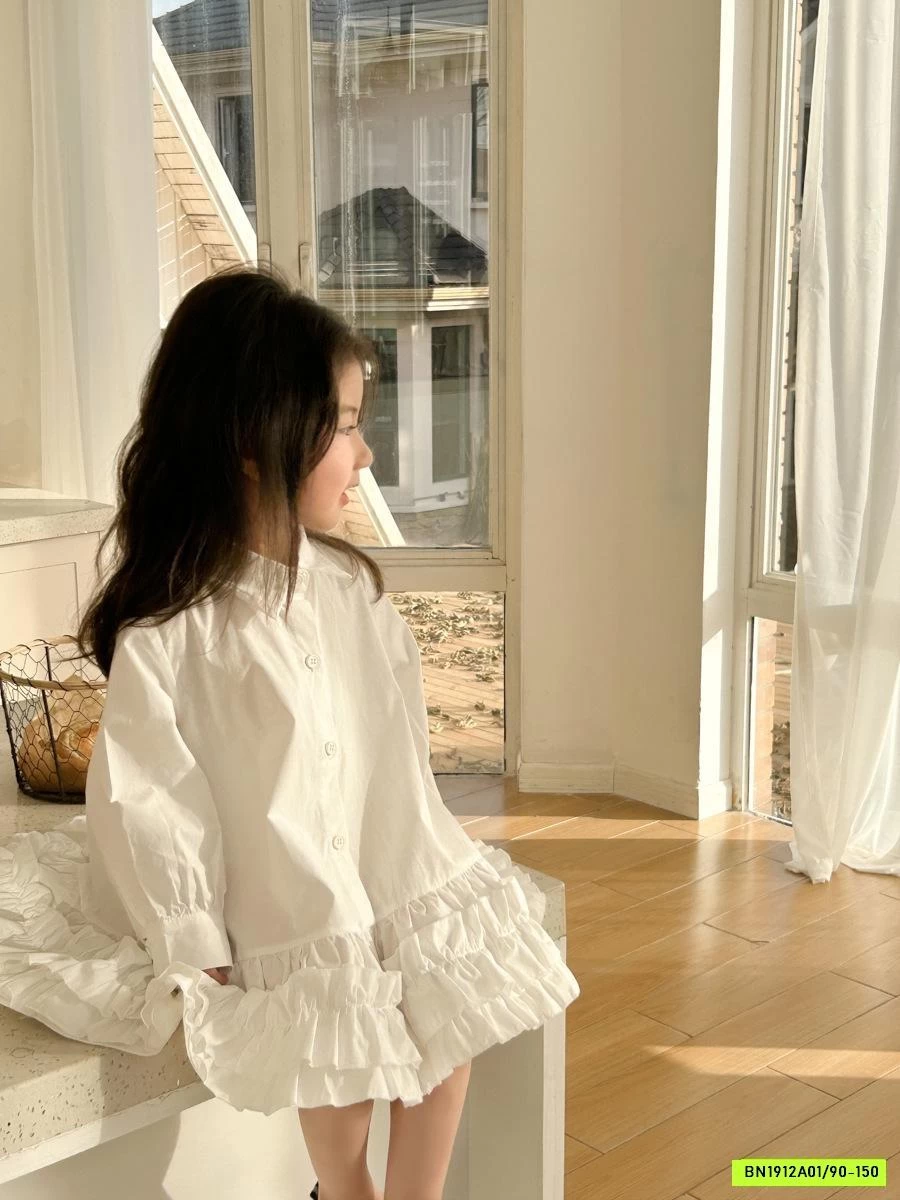 ĐẦM SƠ MI CHÂN VÁY VIỀN BÈO