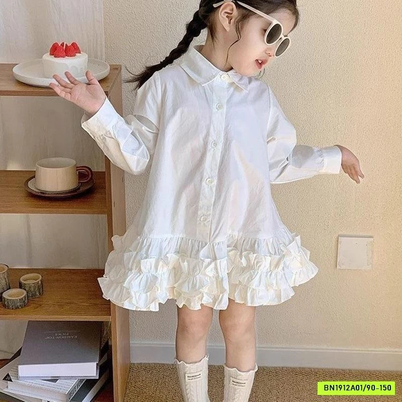 ĐẦM SƠ MI CHÂN VÁY VIỀN BÈO