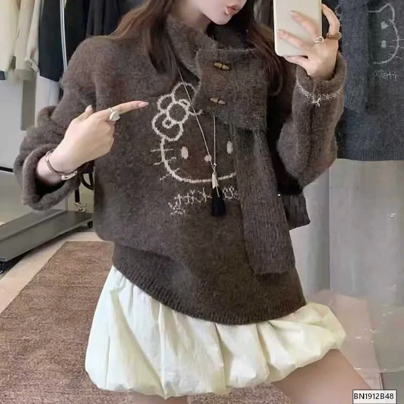 ÁO LEN KITTY KÈM KHĂN