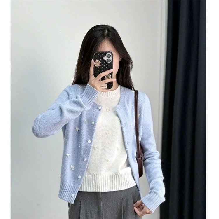 ÁO LEN MỎNG ĐÍNH NƠ