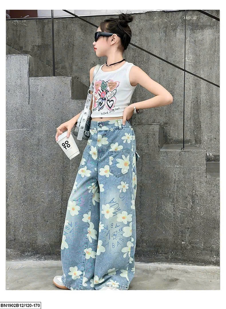 SÉT ÁO CROPTOP MIX QUẦN JEAN HOA