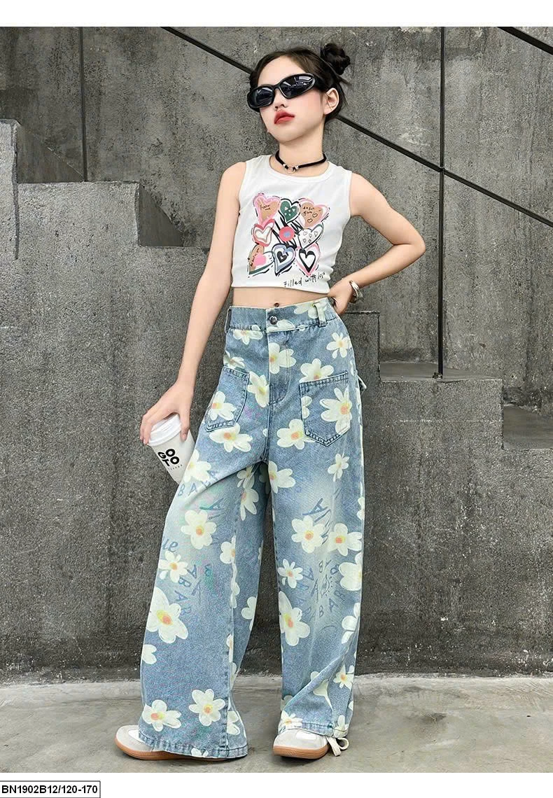 SÉT ÁO CROPTOP MIX QUẦN JEAN HOA