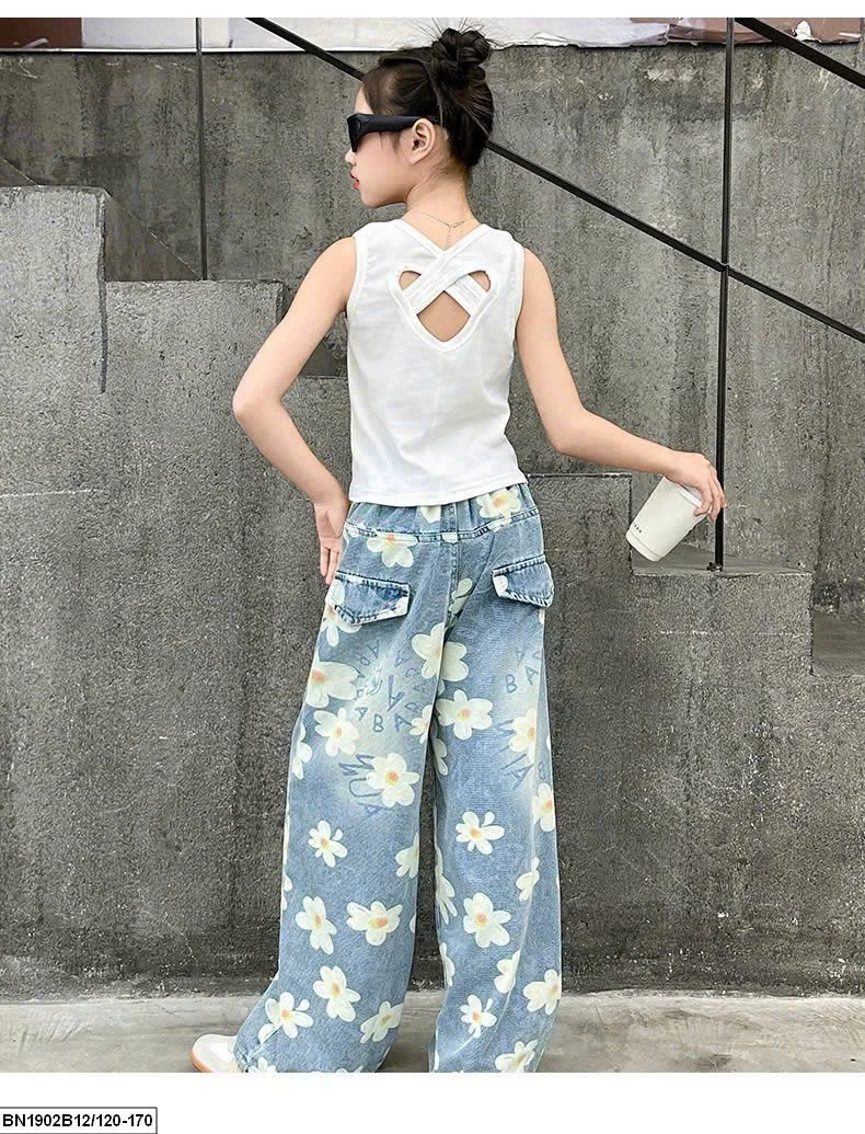 SÉT ÁO CROPTOP MIX QUẦN JEAN HOA