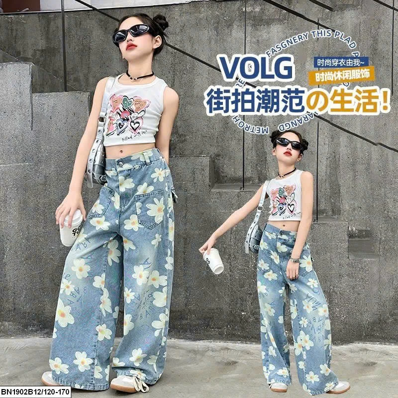 SÉT ÁO CROPTOP MIX QUẦN JEAN HOA