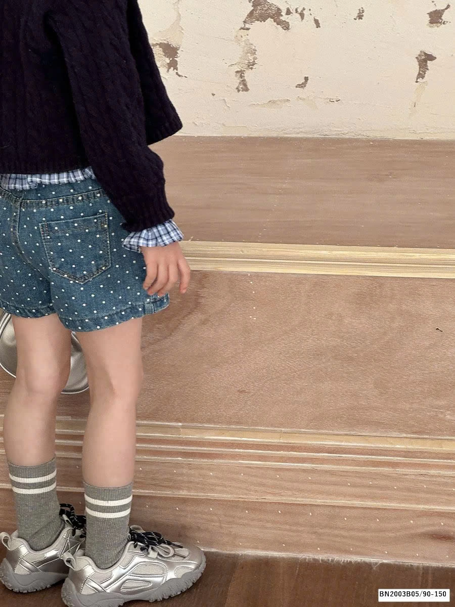 QUẦN VÁY JEAN CHẤM BI BÉ GÁI