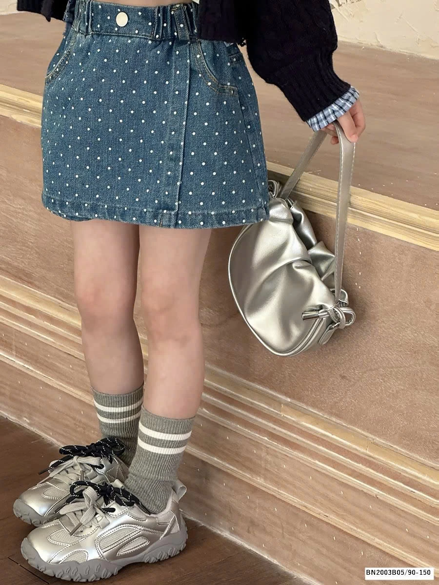 QUẦN VÁY JEAN CHẤM BI BÉ GÁI