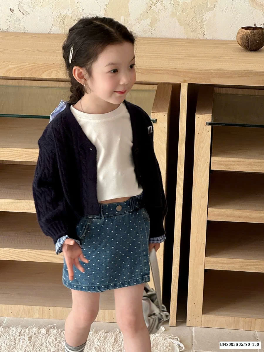 QUẦN VÁY JEAN CHẤM BI BÉ GÁI