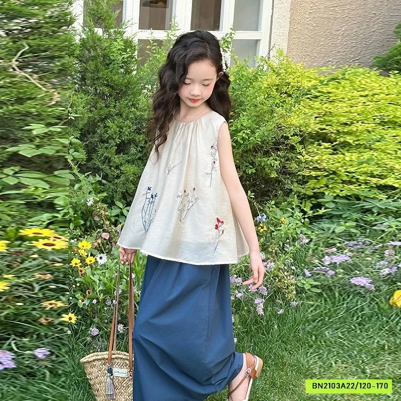 ÁO ĐŨI BABYDOLL THÊU HOA MIX QUẦN ỐNG RỘNG