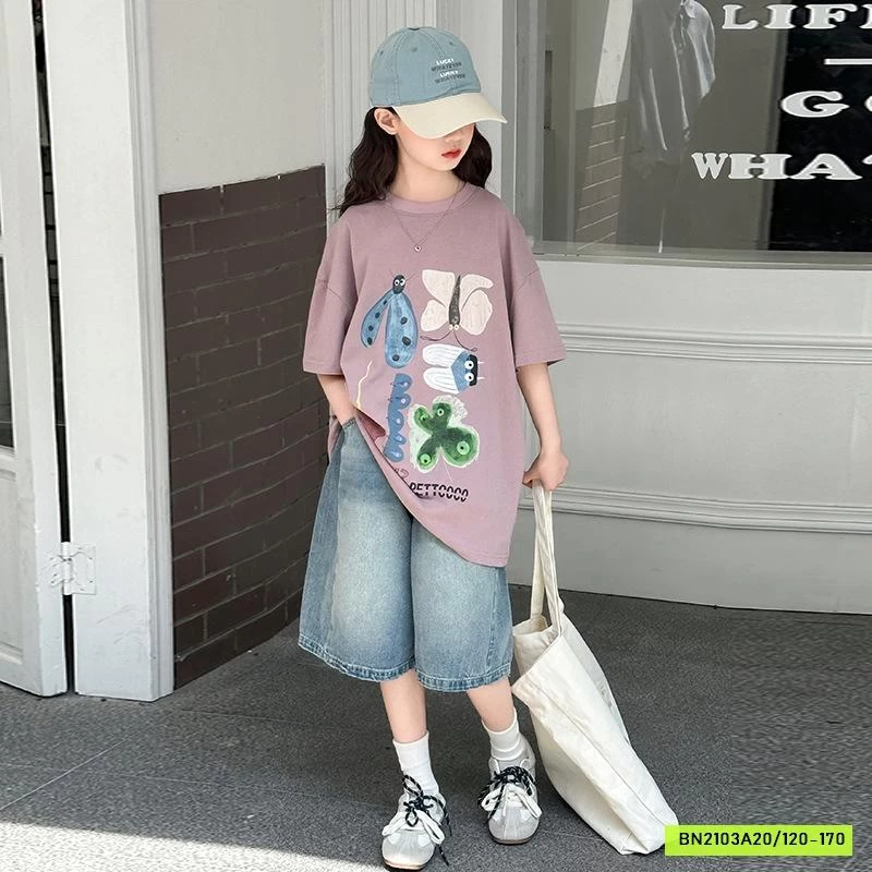 ÁO THUN HỒNG MIX JEANS LỬNG BG SZ ĐẠI