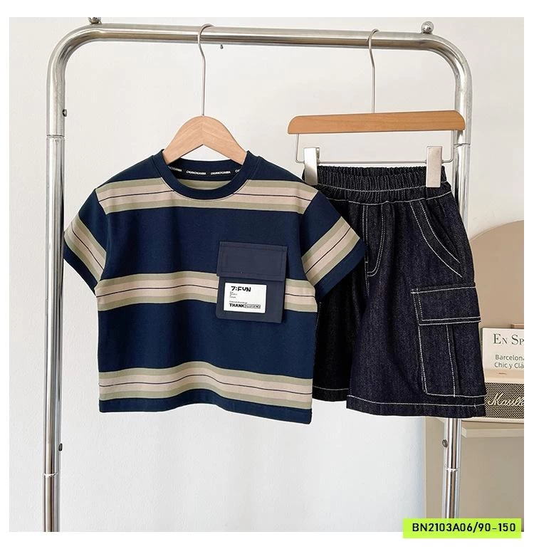 ÁO THUN PHỐI KẺ TÚI NGỰC CHUANCHUANMA