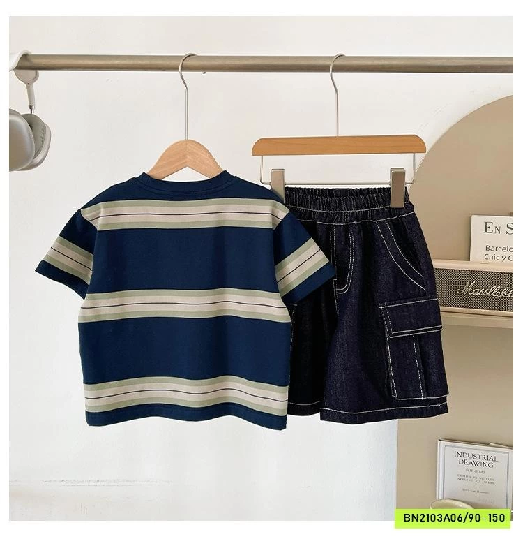 ÁO THUN PHỐI KẺ TÚI NGỰC CHUANCHUANMA