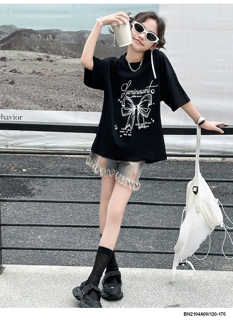 ÁO ĐEN NƠ MIX SHORT JEANS SZ ĐẠI