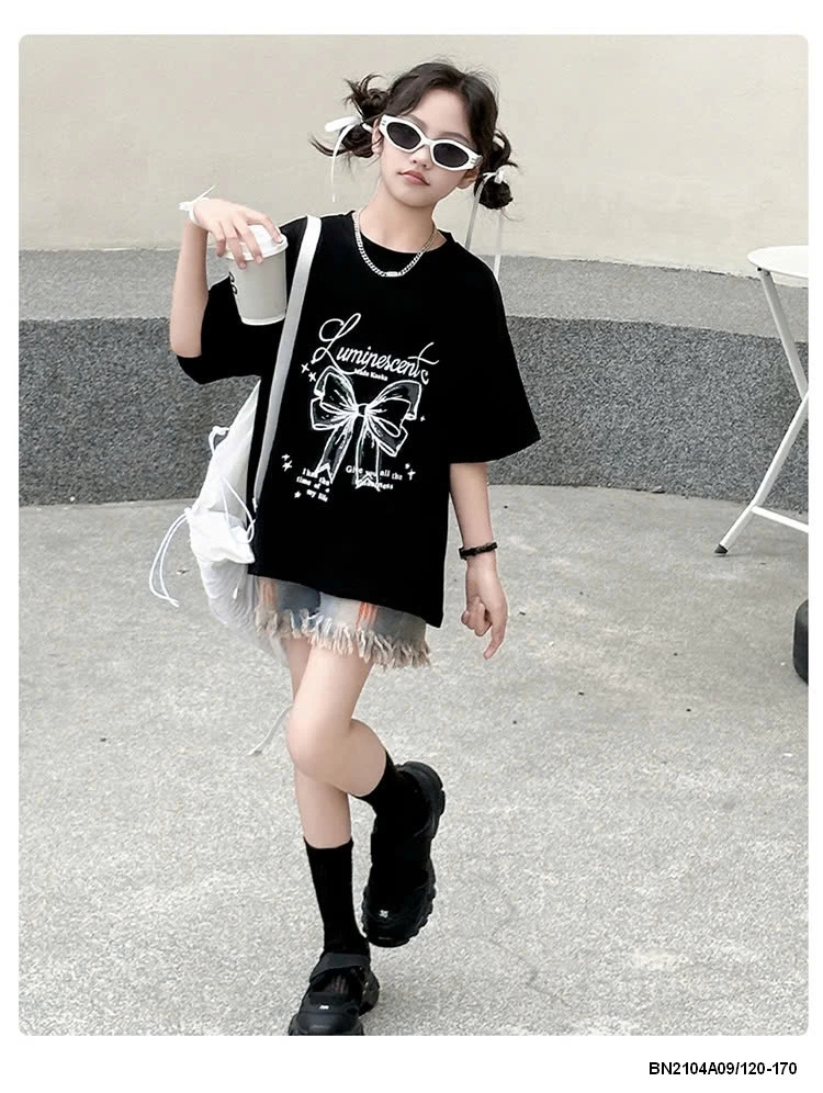 ÁO ĐEN NƠ MIX SHORT JEANS SZ ĐẠI